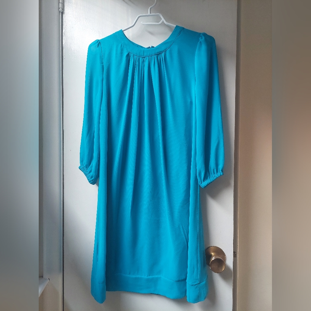 Eva Mendes for New York & Company Three-quarter Sleeves Blue Dress